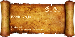Back Vajk névjegykártya